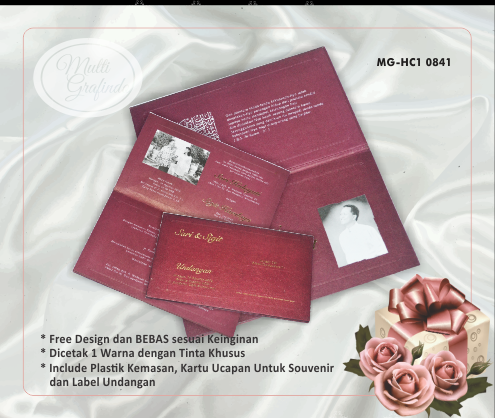 Cetak Undangan Hardcover 1 warna 21,5x12,5 cm